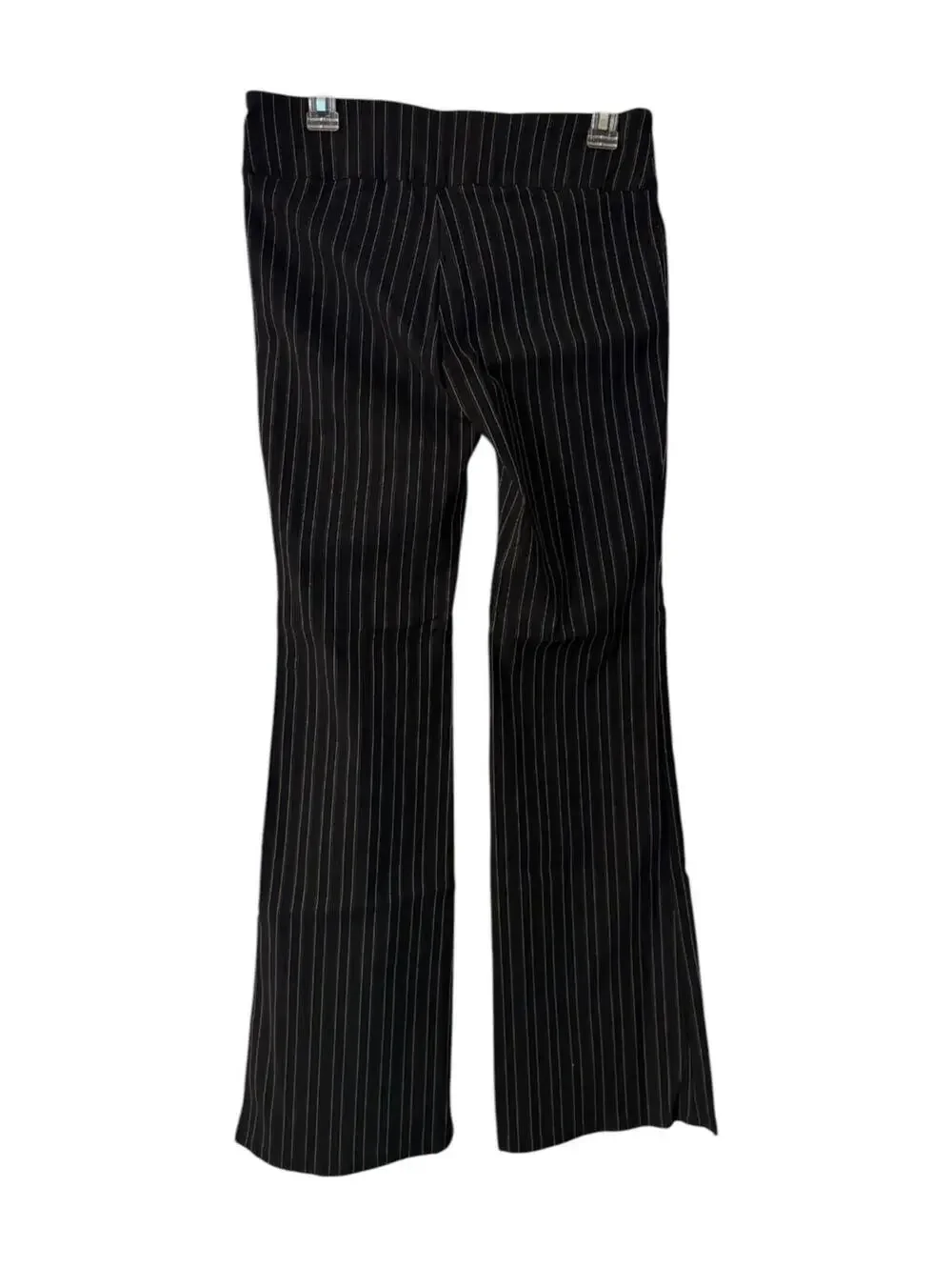 Black Pinstripe Flared Pants Women's Guess Jeans Size 30 Strech Gold Poly/Rayon - Picture 3 of 5